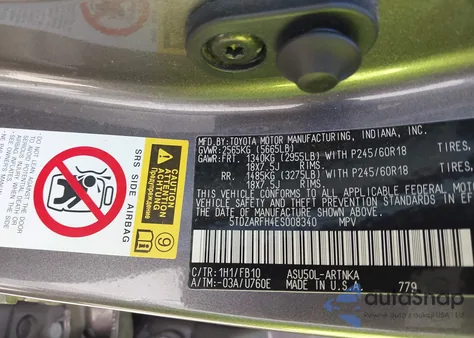 2014 Toyota Highlander Le from USA, damaged, VIN 5TDZARFH4ES008340